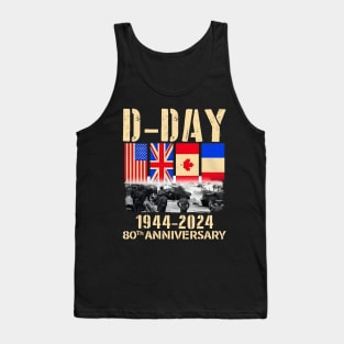 D-Day 2024, Normandy Landings 80th Anniversary 1944-2024 UK Flag Tank Top